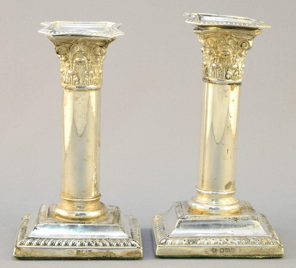 Pair of Sterling Silver Candlesticks, 5 1/2" high. (1 of 3)