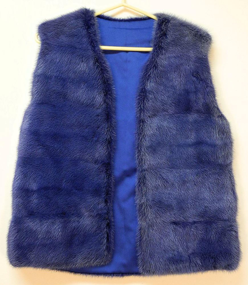 Women's Blue Fur Vest, approximately size 8. (1 of 1)