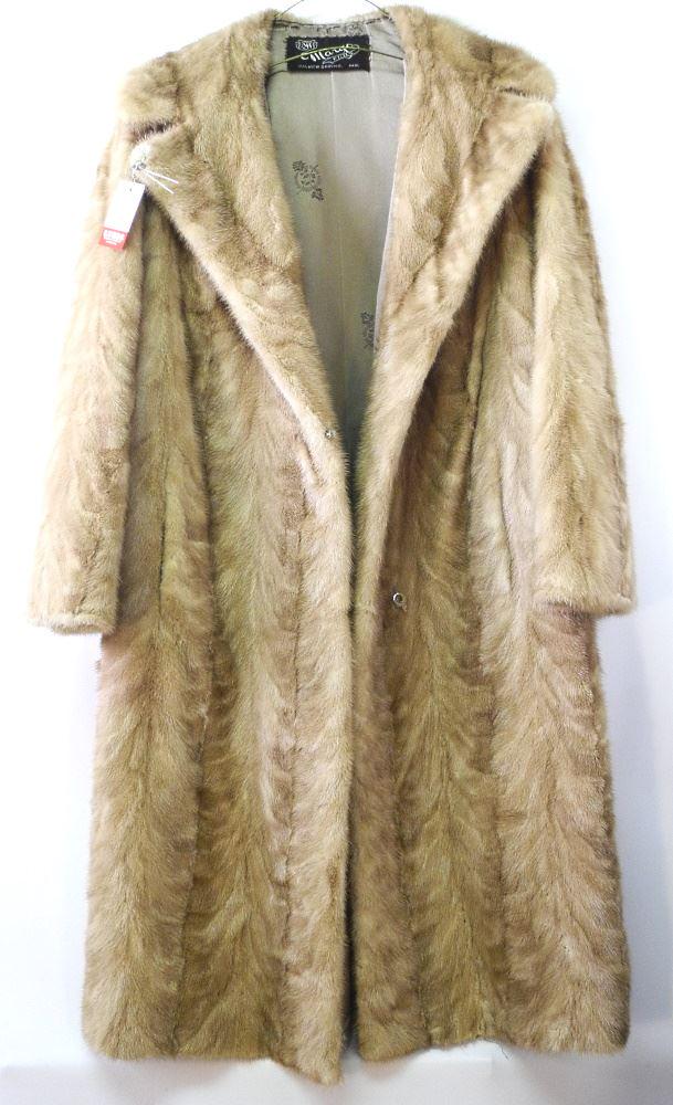 Pale Brown Full Length Mink Coat, 44" length. (1 of 4)
