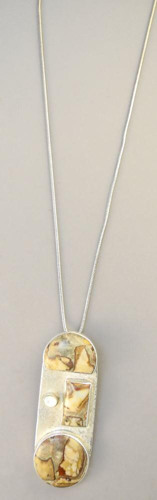 Large Silver Agate & Moonstone Pendant (4 1/4"L) on a (1 of 3)