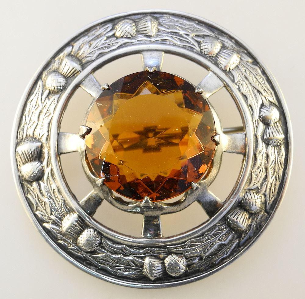 Scottish Cairngorm Brooch, 2 1/2" diameter.: Scottish Cairngorm Brooch, 2 1/2" diameter.