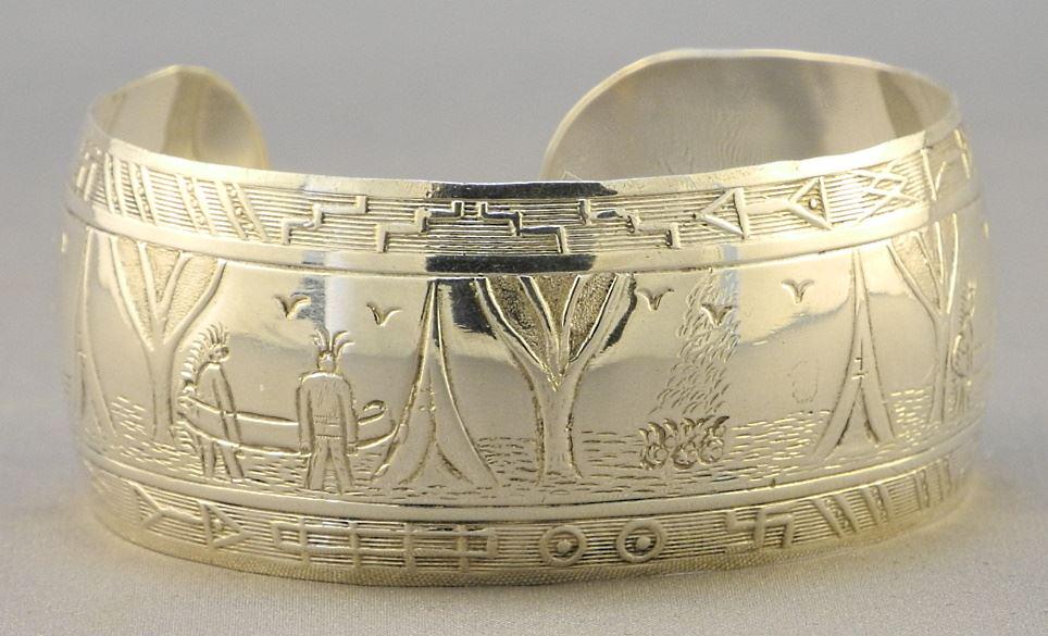 Sterling Silver Cuff Bracelet by ECCO Art Deco style, (1 of 1)