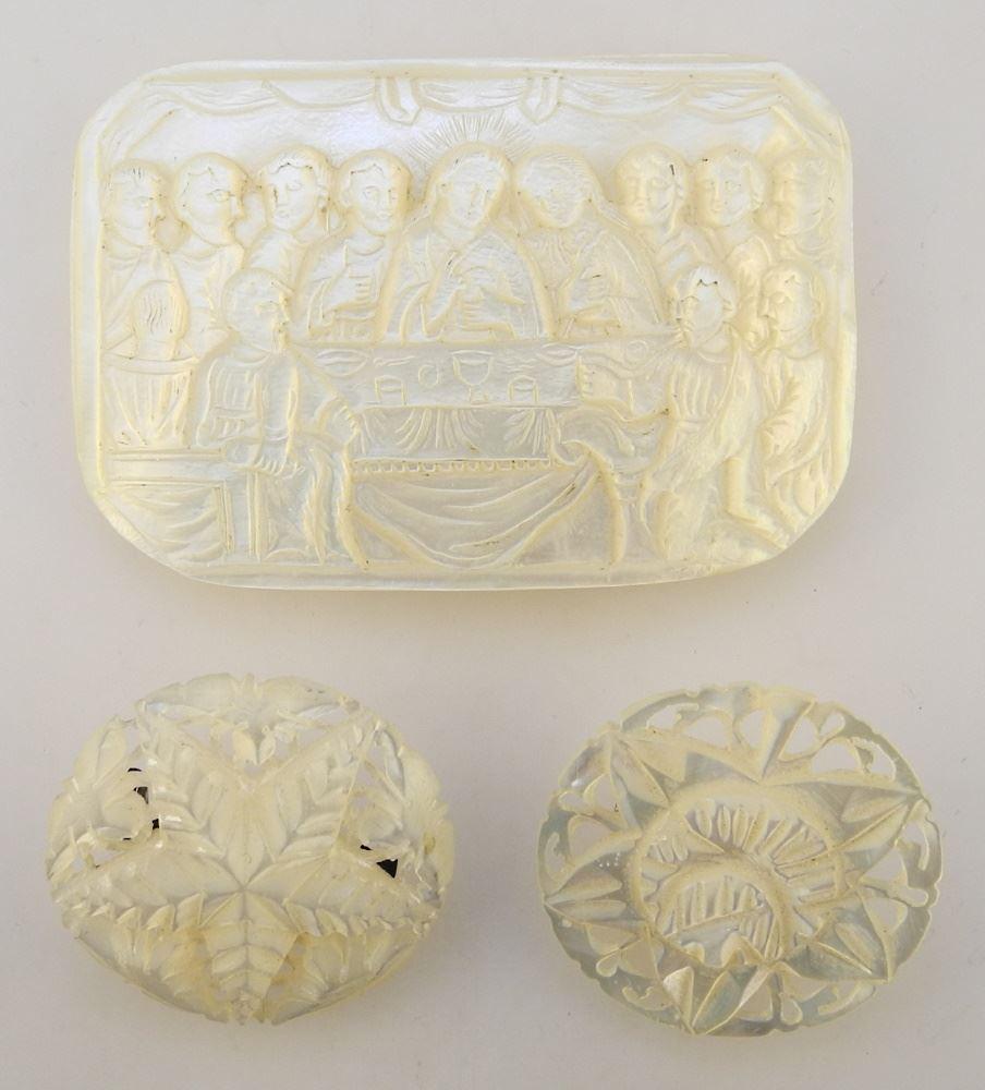 Mother of Pearl Hand Carved "Last Supper" Plaque (2 (1 of 2)