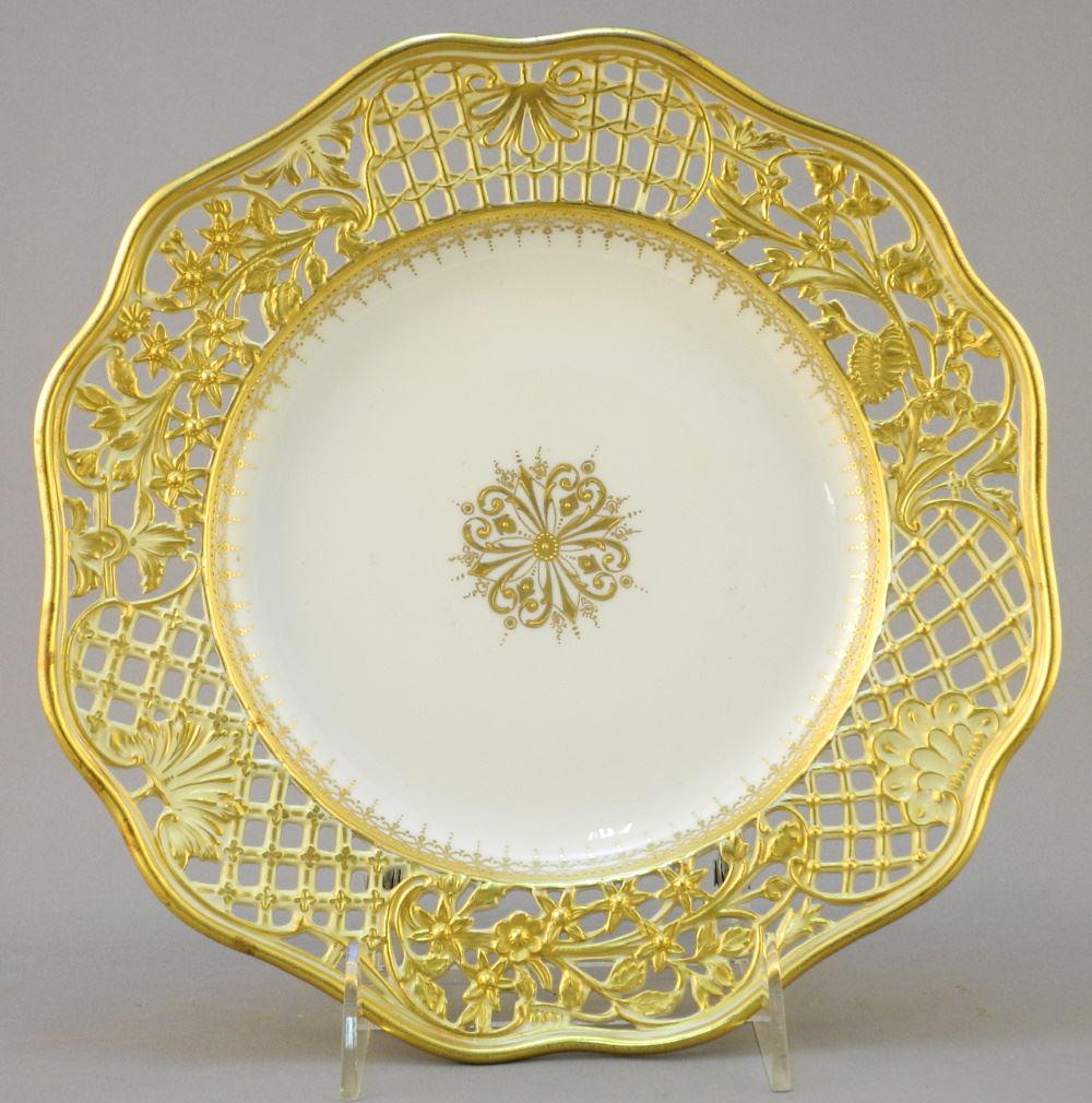 19th Century Meissen / Dresden Pierced Porcelain Plate, (1 of 9)