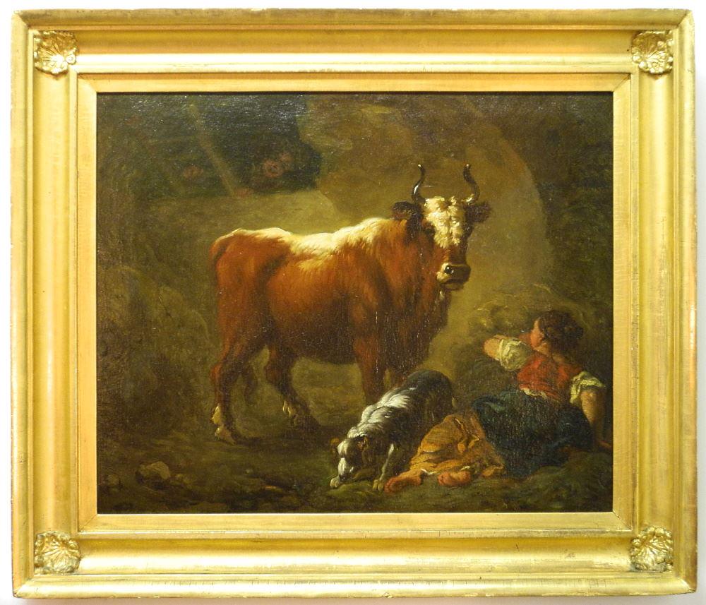 Unsigned Oil on Canvas, 19 7/8" x 24 1/4", "Steer in (1 of 13)