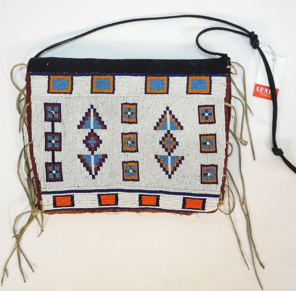 Pair of Blackfoot Beaded Leggings Converted to Bag, 12" (1 of 2)