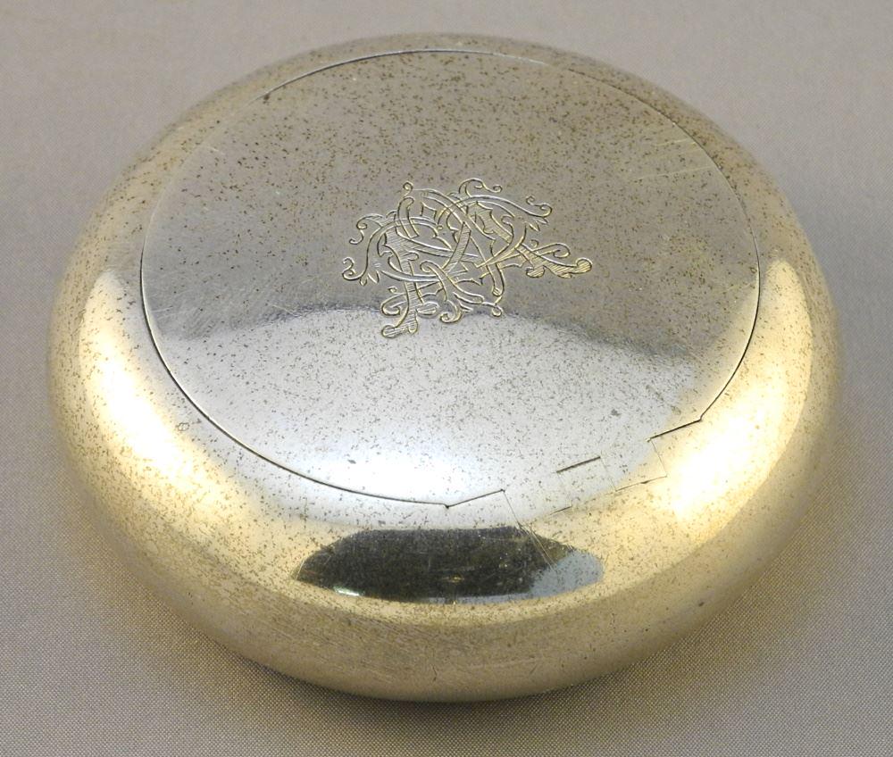 Mappin & Webb Hallmarked Silver Round Box, 3" diameter,: Mappin & Webb Hallmarked Silver Round Box, 3" diameter, 79 grams.