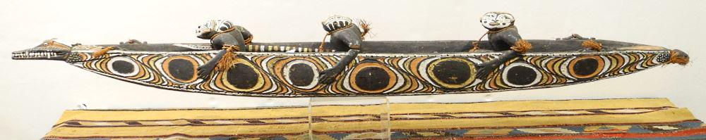 Papua New Guinea Model Dugout Canoe, signed Berna D (1 of 12)