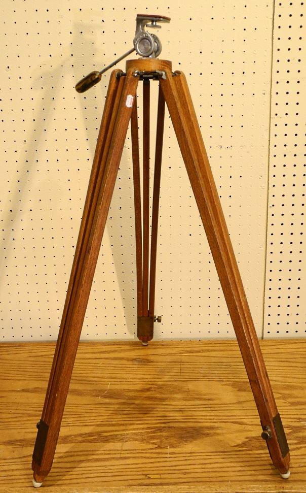 Vintage Oak Tripod with Bakelite Handle, 35" high: Vintage Oak Tripod with Bakelite Handle, 35" high closed.