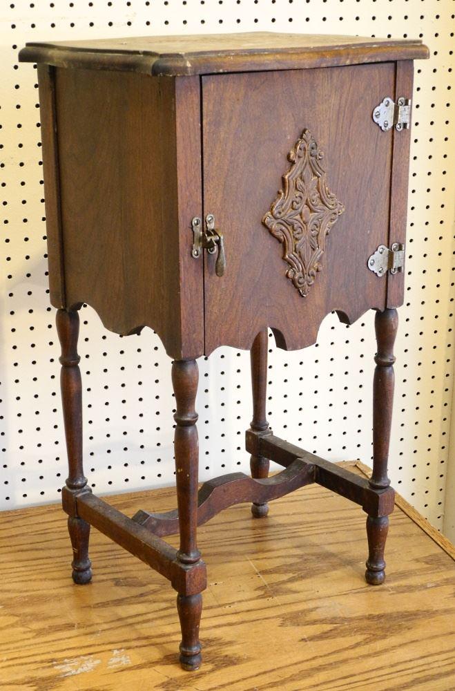 Vintage Walnut Smoker's Cabinet, 26" high, as found. (1 of 2)