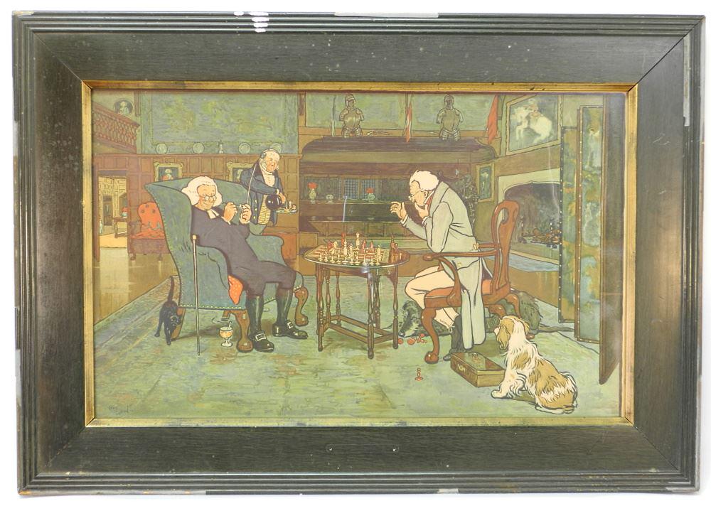 Cecil Aldin Coloured Print, 15" x 24", "The Chess (1 of 1)