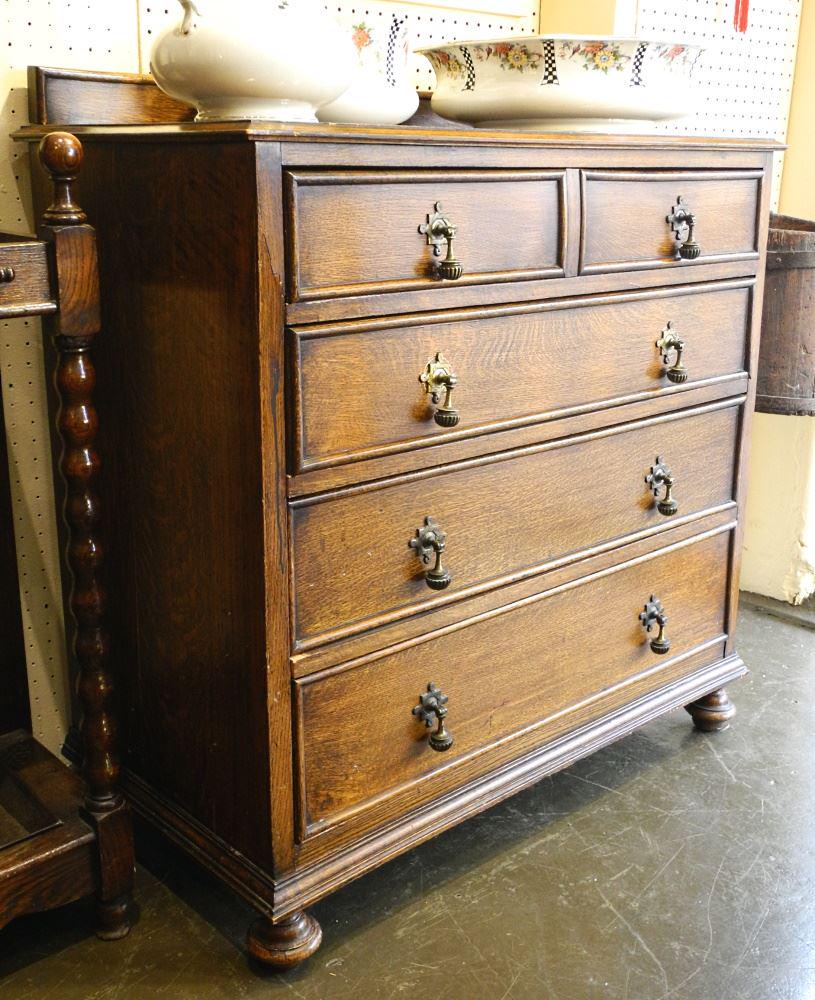 English Oak 4 Drawer Chest, 36" wide. (1 of 1)