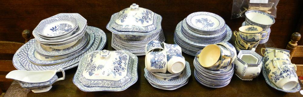2 Boxes of Blue & White Dinner Ware, Various Patterns. (1 of 4)