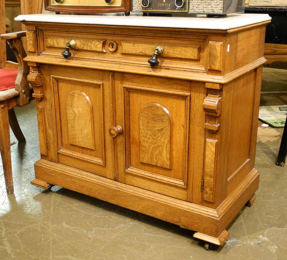 19th Century Marble Top Wash Stand, 34" wide.: 19th Century Marble Top Wash Stand, 34" wide.