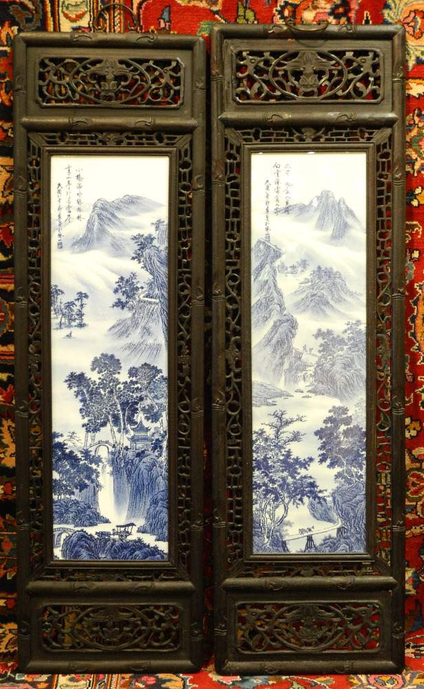 2 Chinese Blue & White Porcelain Framed Plaques, 46 (1 of 1)