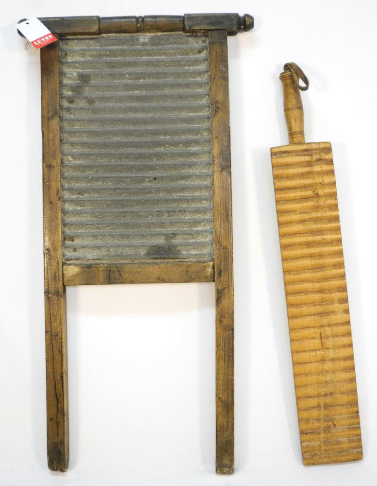 19th Century Wood/ Metal Washboard & a Hand Carved (1 of 1)