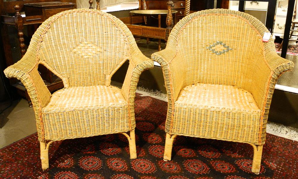 Pair of Wicker Armchairs, 35 1/2" high. (1 of 1)