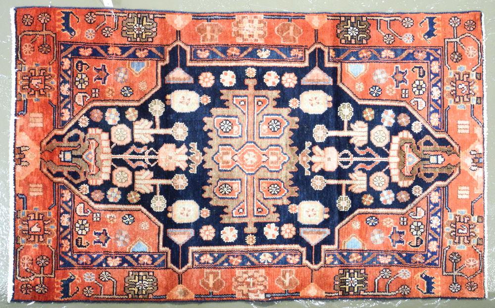 Hamedan Carpet, Approximately 4'11" x 3'. (1 of 3)