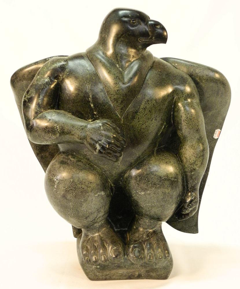 Unsigned Stone Carving "Man Eagle", 20" high. (1 of 2)