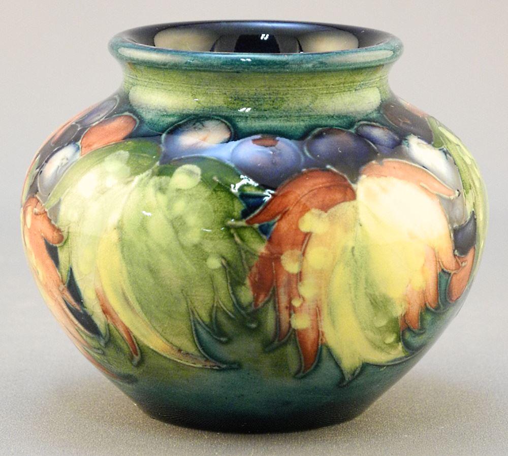 Moorcroft "Leaves & Berries" Vase, 2 1/2" high. (1 of 2)
