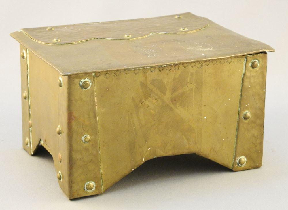 Arts & Crafts Copper Table Casket, Monogrammed F, 6" (1 of 3)