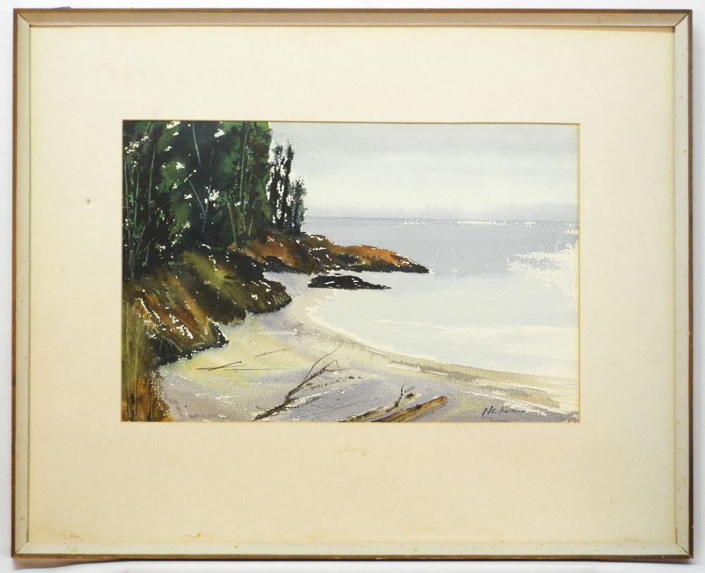 Watercolour signed N.E. Impett, 14" x 21", "Beach (1 of 3)