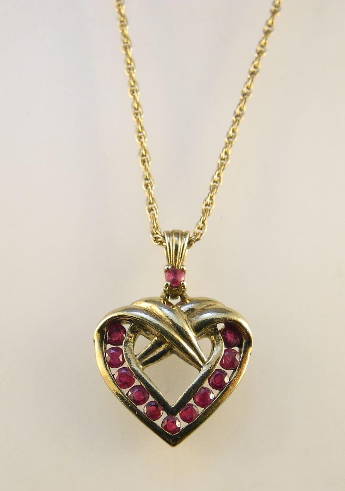 Sterling Silver & Ruby Heart Pendant in Box. (1 of 1)