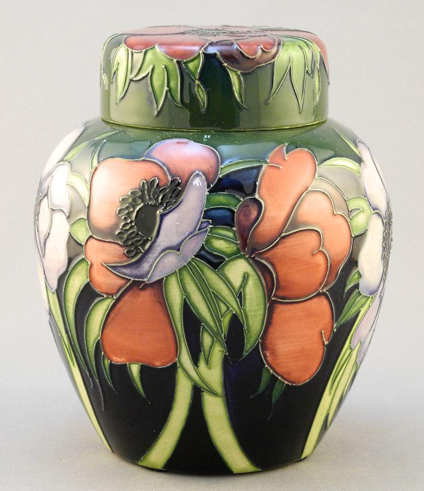 Moorcroft "Anemone" Covered Jar, 2003, 6" high. (1 of 3)