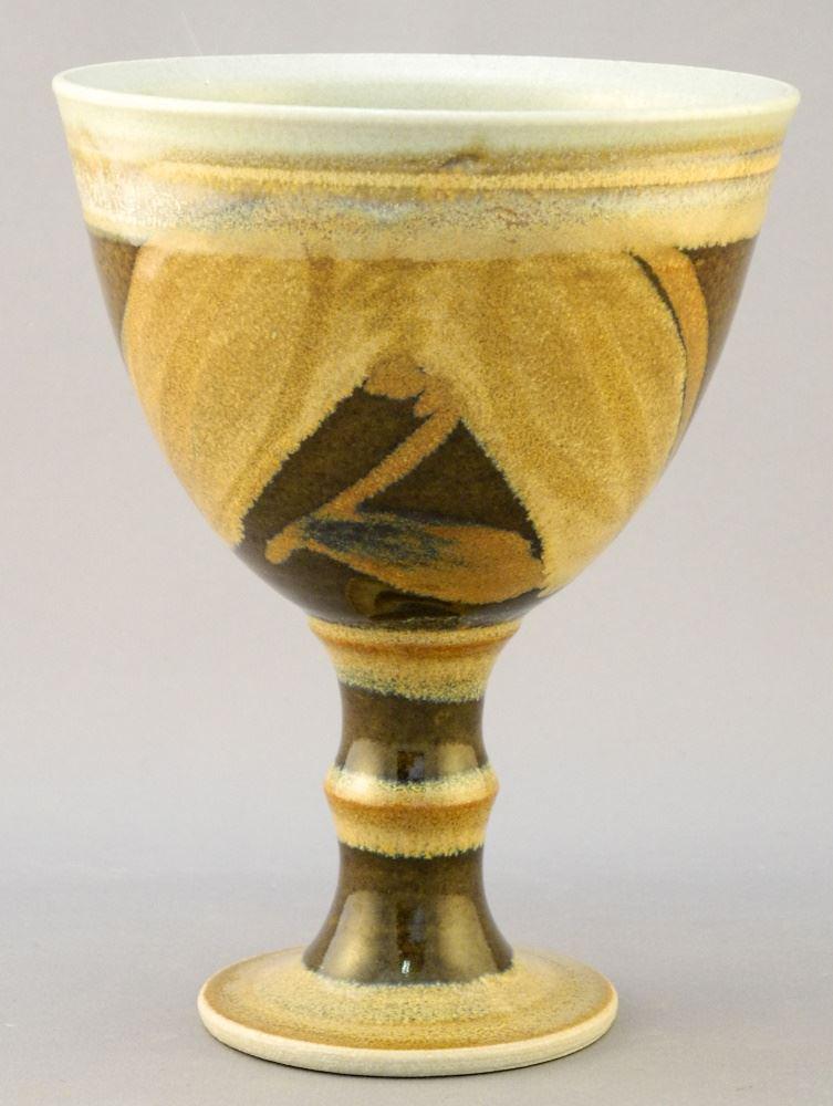 Stoneware Pedestal Goblet signed Robin Hopper, 6 1/8" (1 of 3)