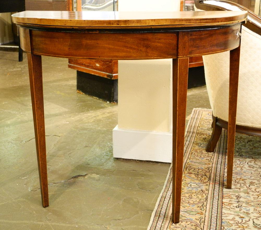 19th Century Mahogany Demilune Games Table, 29 1/2" x (1 of 4)