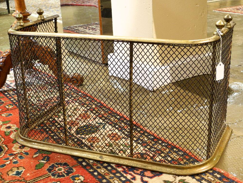 Edwardian Brass Spark Guard, 14 1/2" x 24" x 12".: Edwardian Brass Spark Guard, 14 1/2" x 24" x 12".