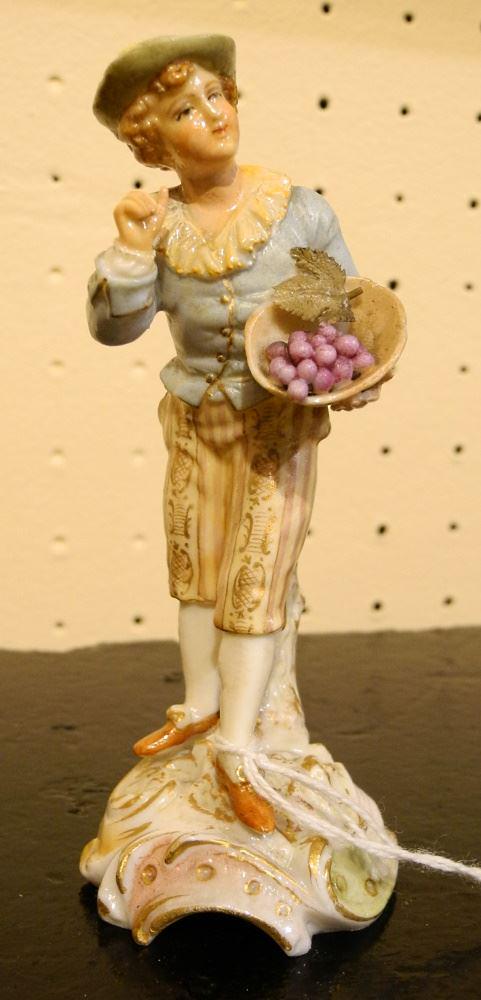 19th century Continental porcelain figurine, Young Man (1 of 2)