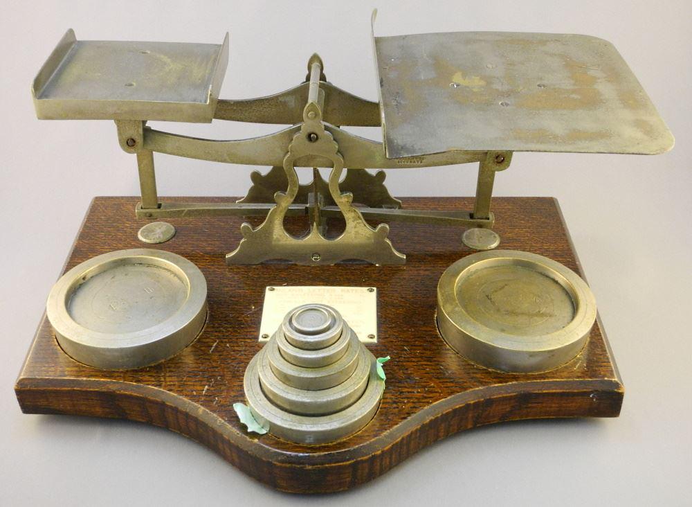 Antique Postal Scale, base 14 7/8" wide. (1 of 2)