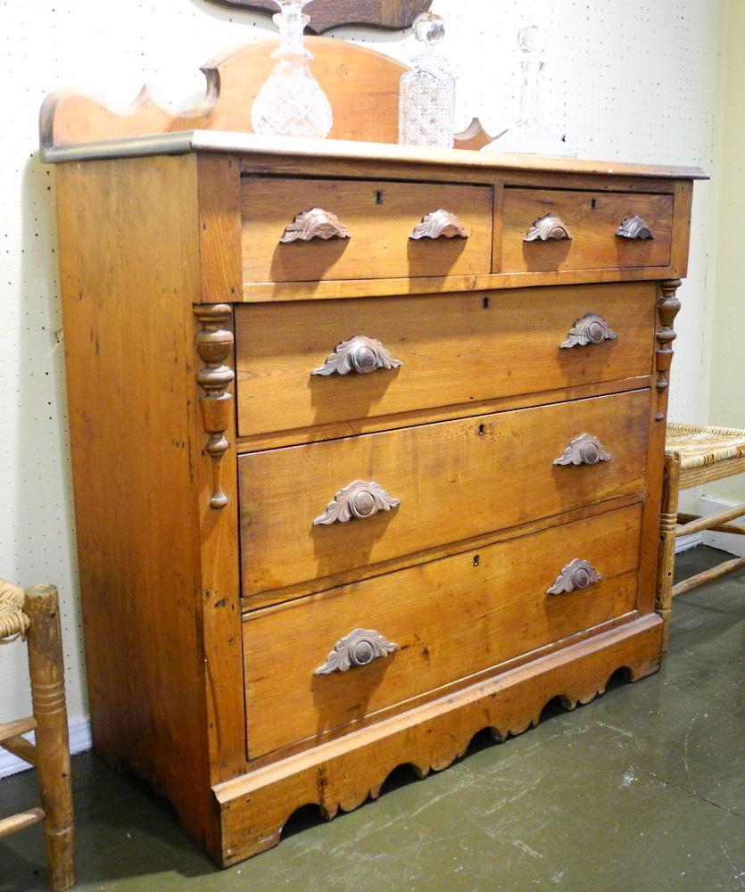 19th Century Walnut 5 Drawer Chest, 50 1/4" high. (1 of 3)
