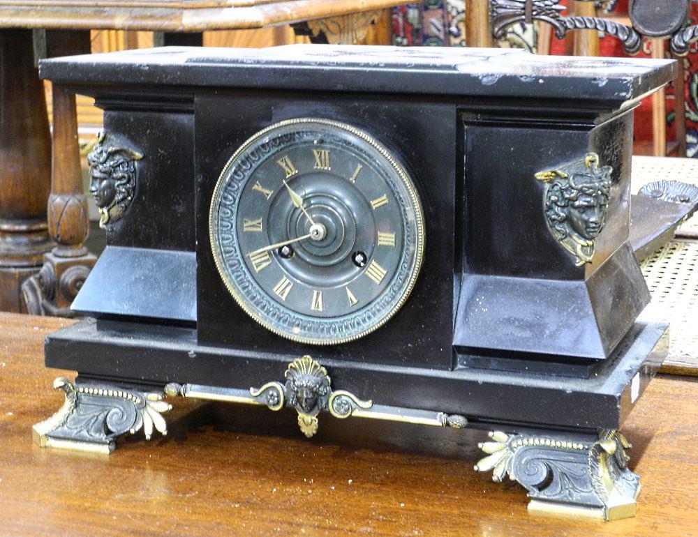 French Renaissance Revival Slate Mantle Clock, 13 3/4" (1 of 1)