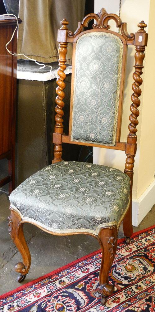 Victorian Mahogany Barely Twist Occasional Chair.: Victorian Mahogany Barely Twist Occasional Chair.