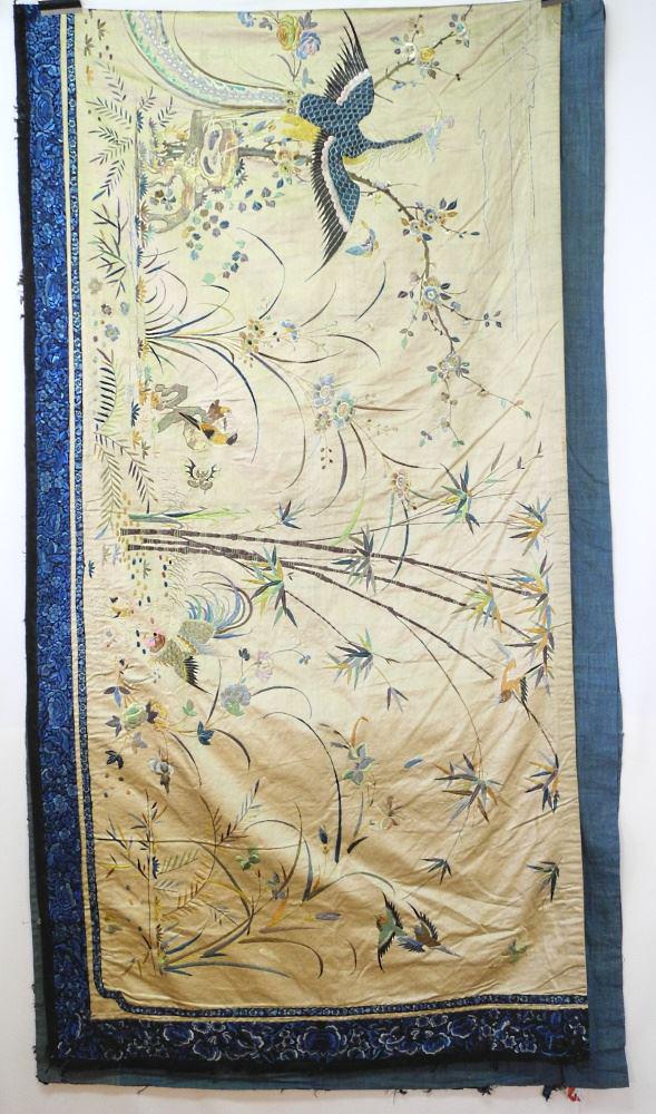 Chinese Silk Embroidered Panel, 32 3/4" x 121 1/2". (1 of 7)