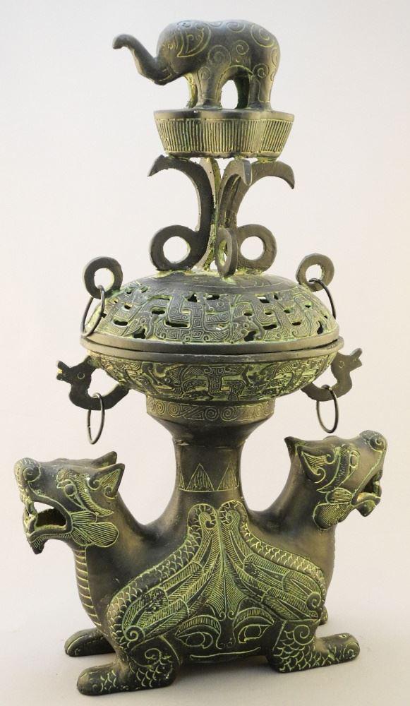 Chinese Archaic-Style Copper Alloy Figure, 15 3/4" (1 of 4)