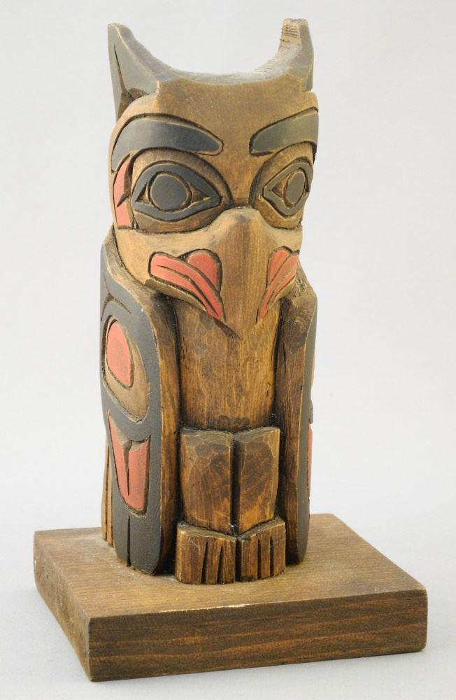 Northwest Coast Owl Figure Monogrammed & Signed Tyler: Northwest Coast Owl Figure Monogrammed & Signed Tyler J. George Jan.31/01, 7 1/8" High.