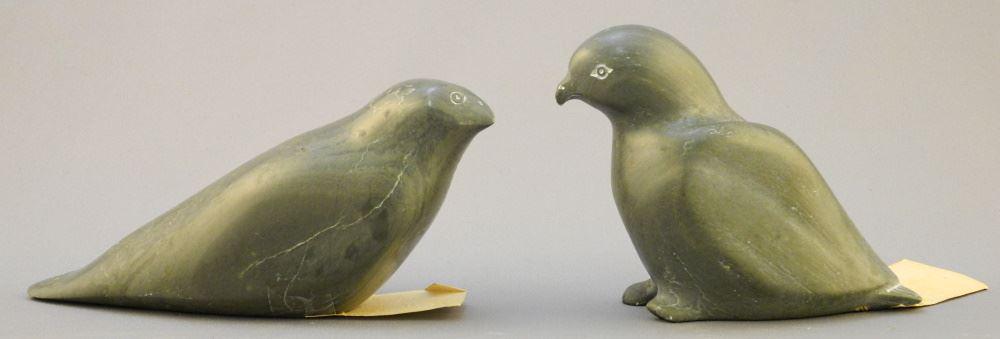 2 Inuit Stone Birds, Signed Sarah (5 1/4"L) & Annie (1 of 2)