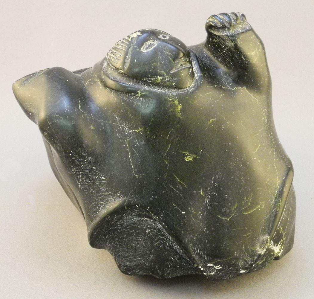 Inuit Stone Sculpture "Large Man Waving Hands", (1 of 3)