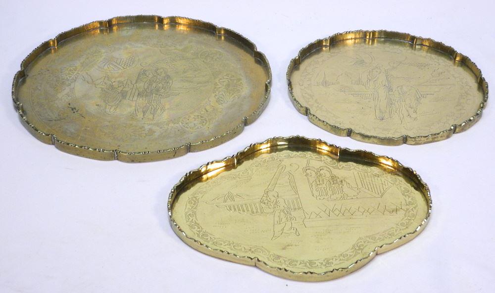 3 Chinese Brass Trays. (1 of 2)