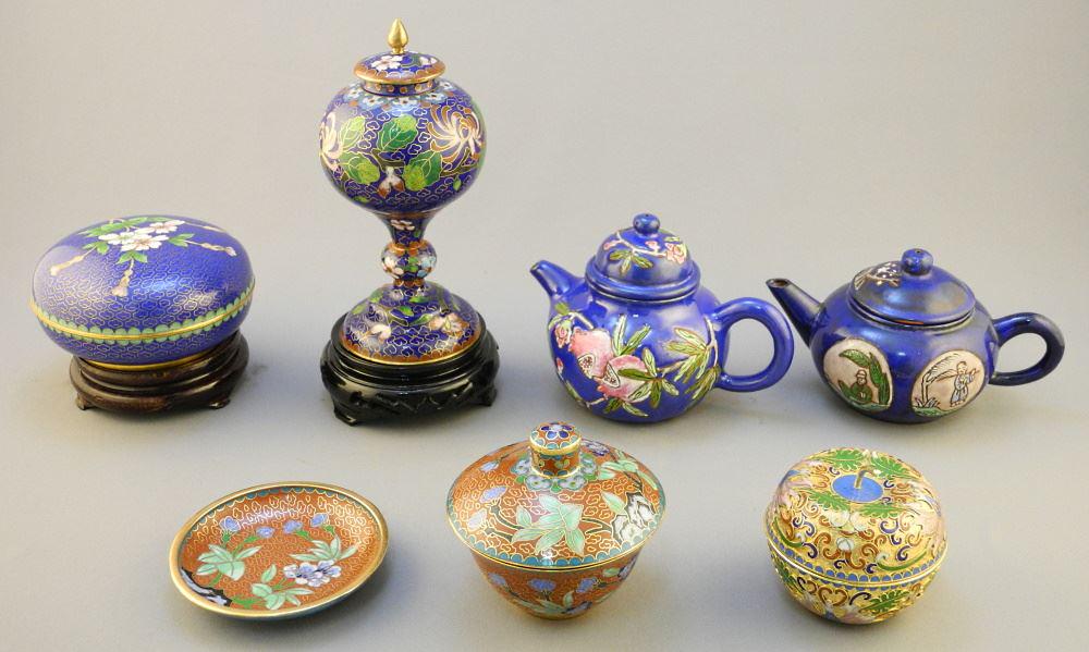 Group of Cloisonne Wares (4 Items) & 2 Glazed Pottery (1 of 5)