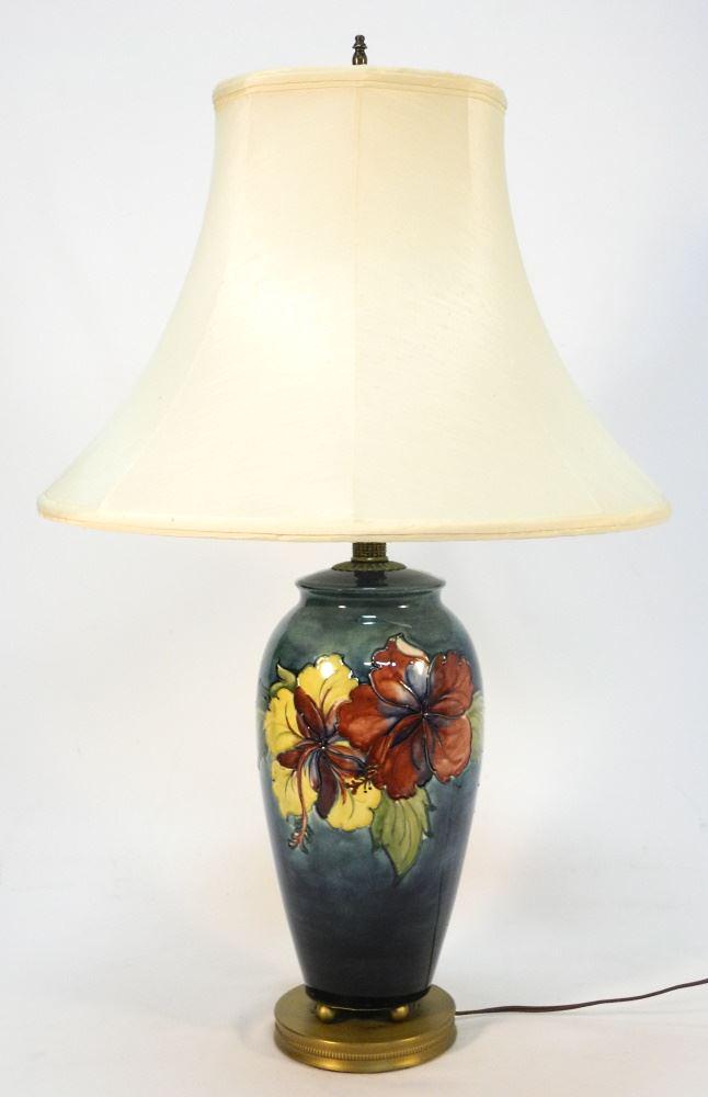Moorcroft "Hibiscus" Lamp, 14" high. (1 of 6)