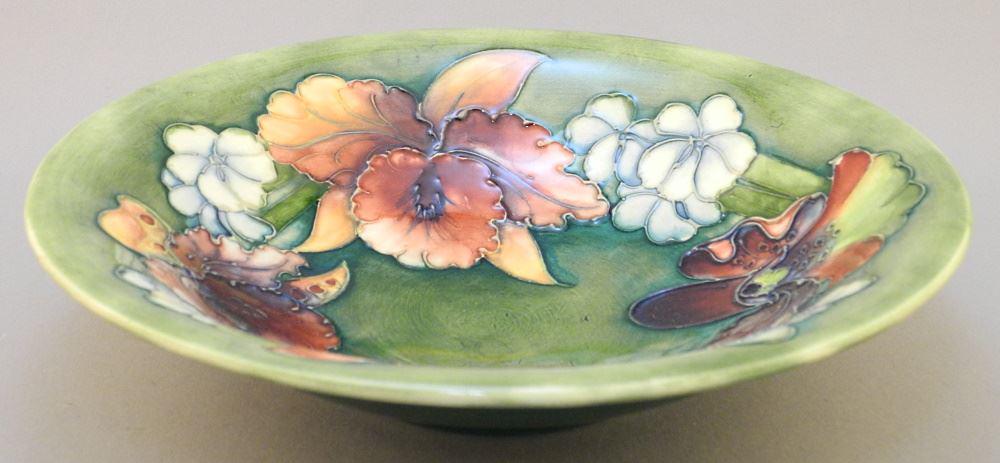 Moorcroft "Orchid" Bowl, 9 3/4" diameter. (1 of 7)