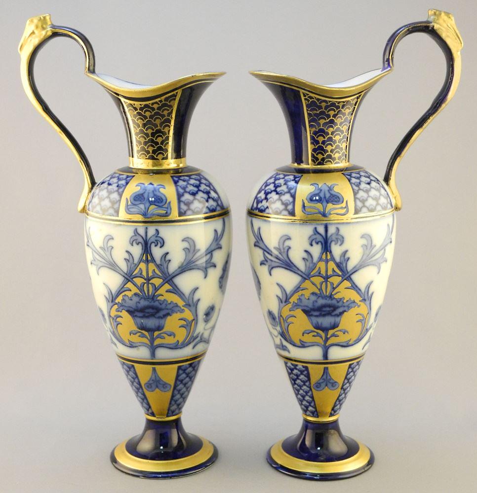 Pair of MacIntyre Florian Ware Ewers, Handles Restored, (1 of 10)