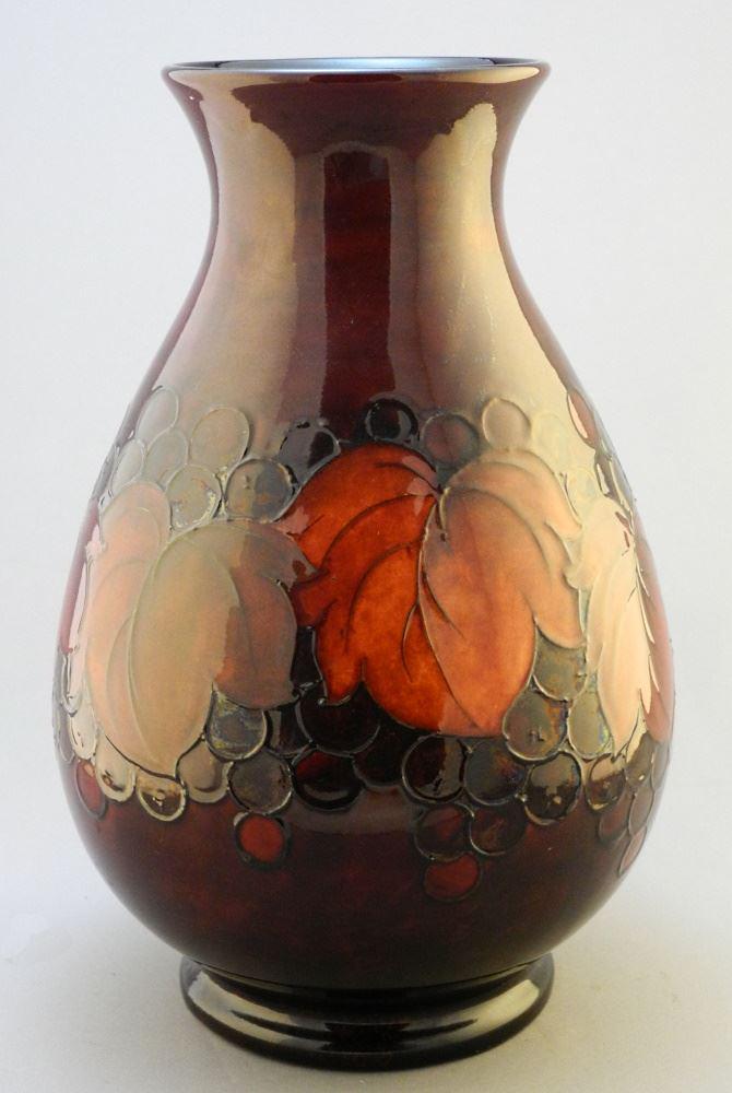 Moorcroft Leaf & Berry Flambe Vase, 12 7/8" High. (1 of 7)