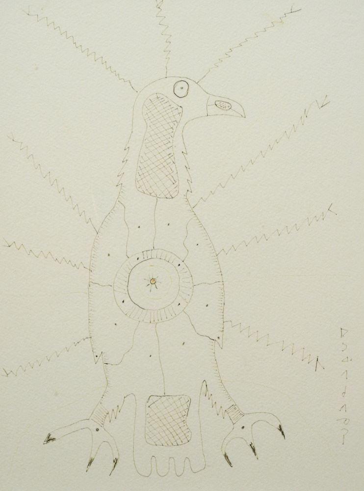 Ink Drawing Signed Morriseau, 14 1/2" x 10 7/8", (1 of 9)