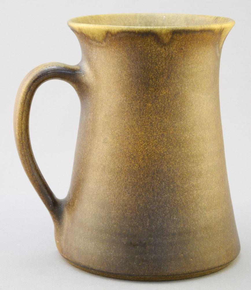 Grove Pottery Tankard, Mottled Brown Glaze, 5 5/8": Grove Pottery Tankard, Mottled Brown Glaze, 5 5/8" high.