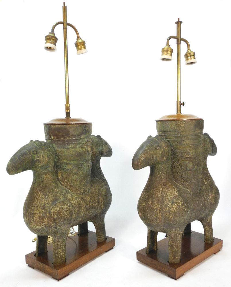 Pair of Archaic-Style Bronze Mythical Beast Lamps, 25 (1 of 11)